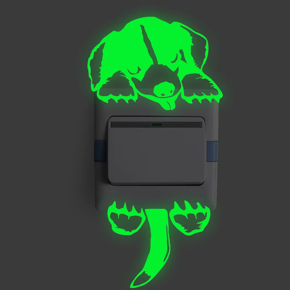 Animal unicorn dog cover cartoon room decor 3D Silicone wall on-off switch light luminous wall outlet sticker