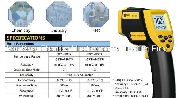 TECMAN TM600 инфракрасный лазерный инфракрасный термометр бесконтактный промышленный Многофункциональный ЖК-цифровой измеритель температуры Temp Gun-50~ 700C