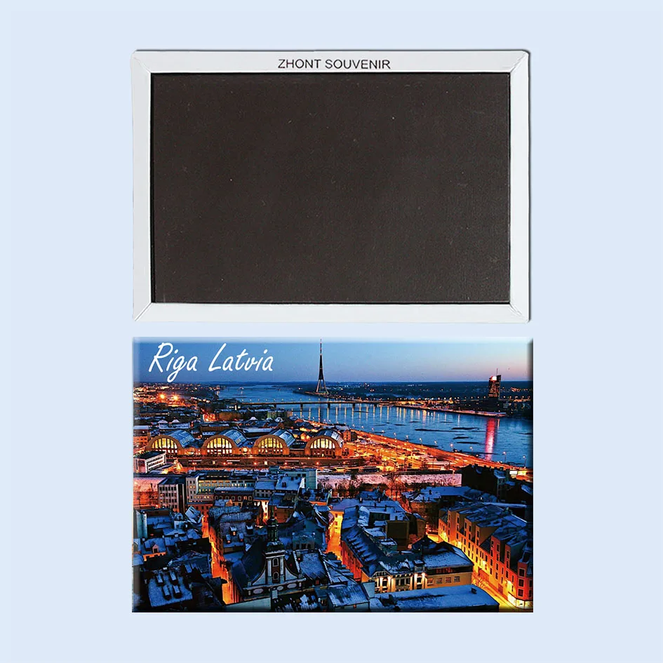 

The night view of modern city Riga Latvia 22519 Souvenirs of Worldwide Tourist; for friends Home Furnishing decoration.Magnet.