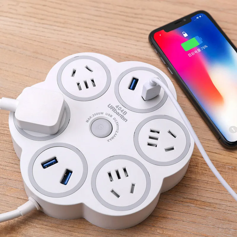 Интеллектуальная быстрозаряжающая розетка ITAS312 Gb 404B 4USB 4AC дисковая с