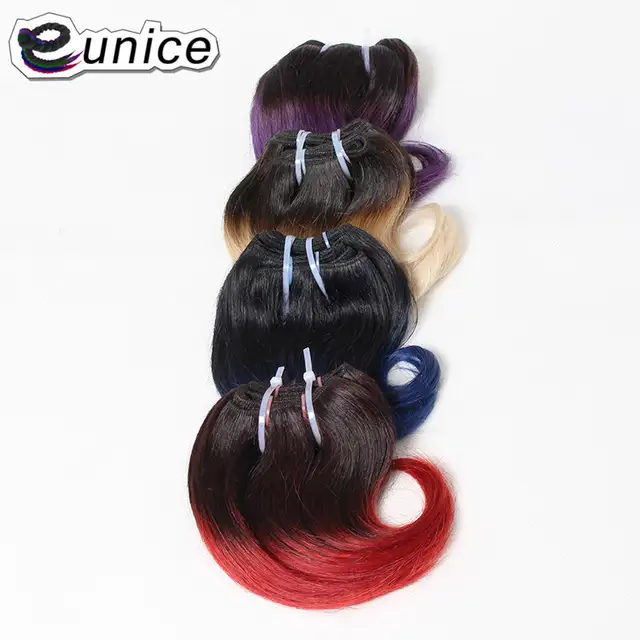 Ombre Bob Hairstyle Synthetic Body Wave Short Hair Weave 8 Inch