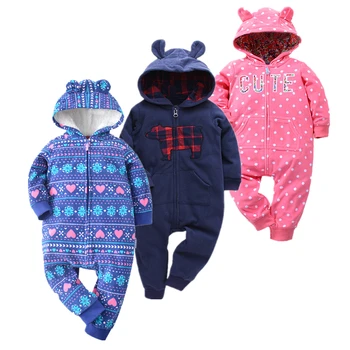 

Fleece Baby Clothing Long Sleeve romper Baby Winter newborn Fleece Hooded Jumpsuit For baby winter fleece jumpsuit girl rom
