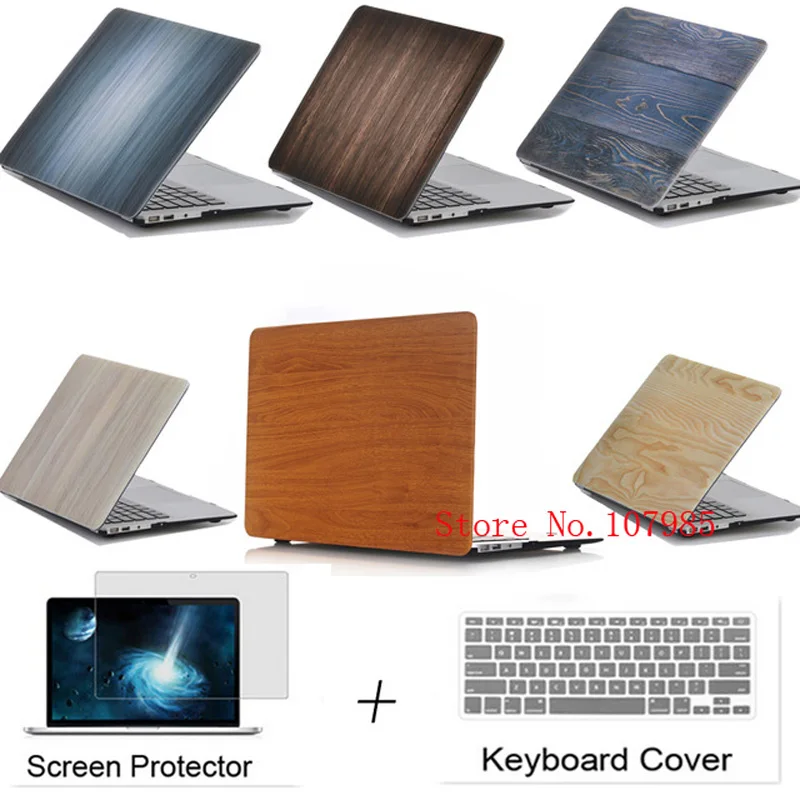 

Protective Cover Shell laptop Protector New Wood Grain Hard Case For Apple Macbook Air Pro 11 12 13 15 Retina 13.3 Touchbar Bag