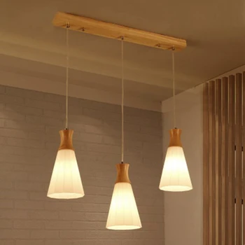 

LukLoy Wood Lamp Kitchen Island Pendant Light Set of 3 Dining Room Hanging Lamp Bedside Hanglamp Kitchen Light Fixture Luminaire