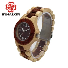 SIHAIXIN En Bois Horloge Femme Bois Montre Dames Calendrier Complet Relogio Feminino Top Marque De Luxe Dame Montres 2017 Montre-Bracelet