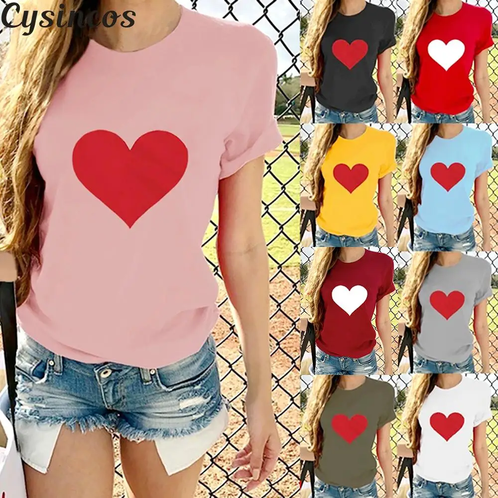 Cysincos 2019 новые женские футболки повседневные сексуальные топы с принтом Love Летняя