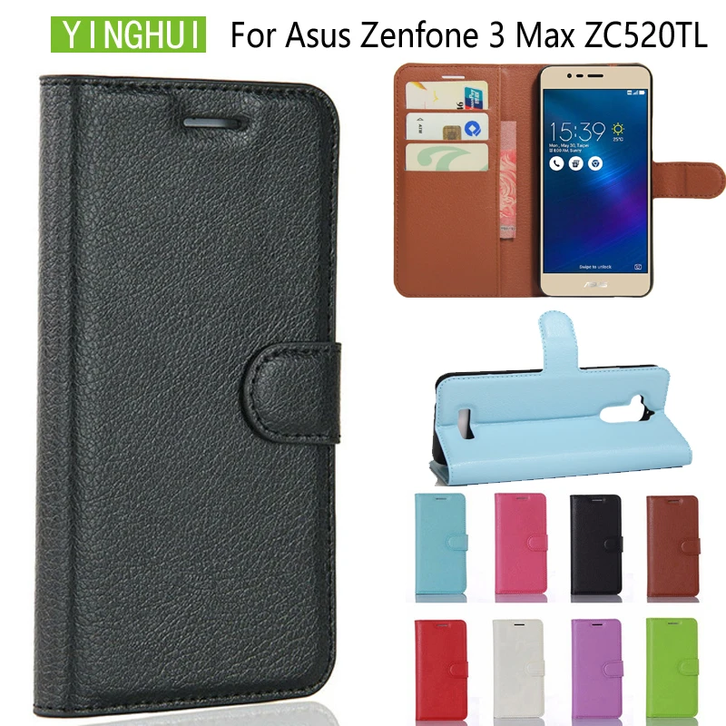 

YINGHUI For Asus Zenfone 3 Max ZC520TL Case Wallet Flip Cover Stand PU Leather Case Cover phone bags 5.2 inch