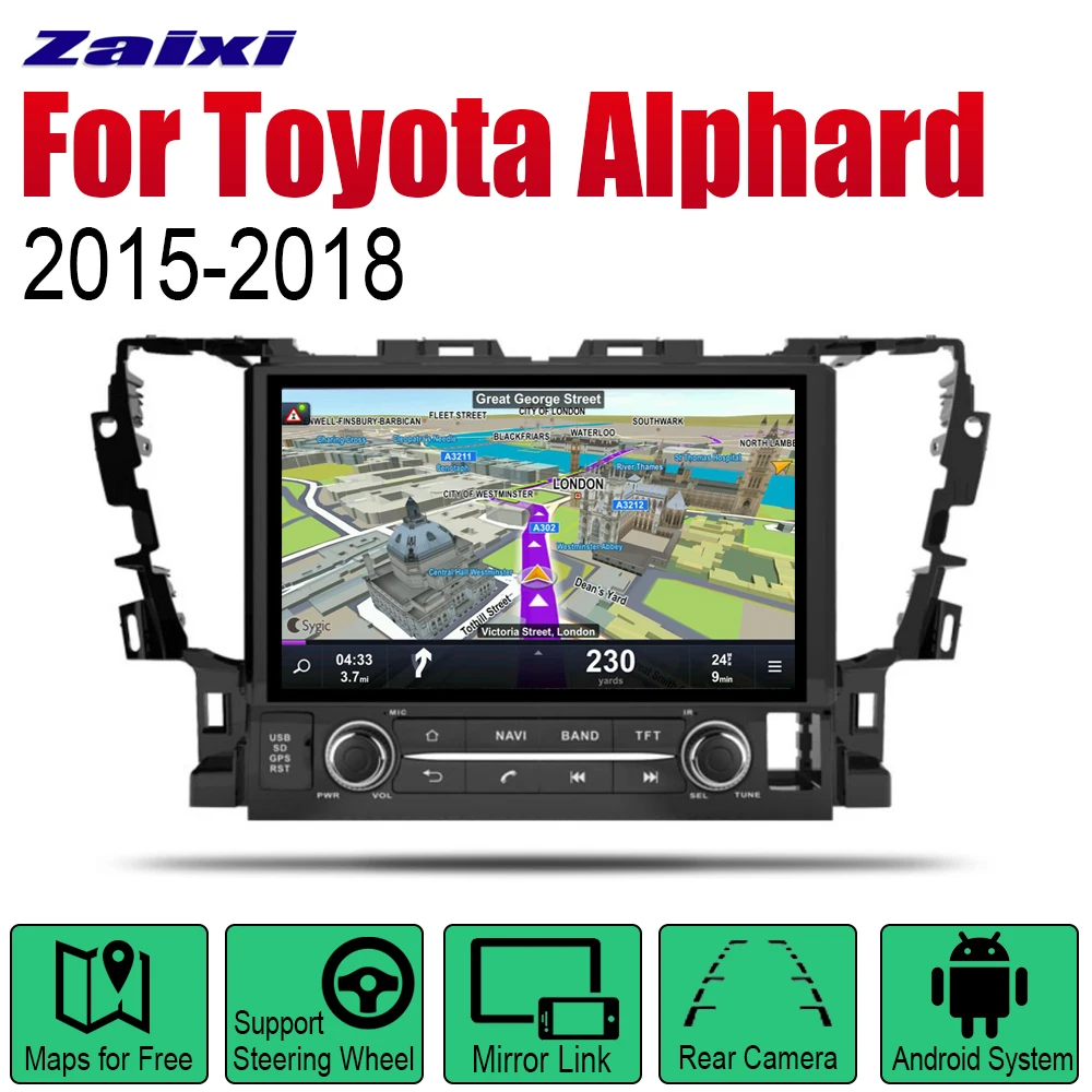 

ZaiXi Android Car Radio Stereo GPS Navigation For Toyota Alphard 2015~2018 Bluetooth wifi 2din Car Radio Stereo Multimedia