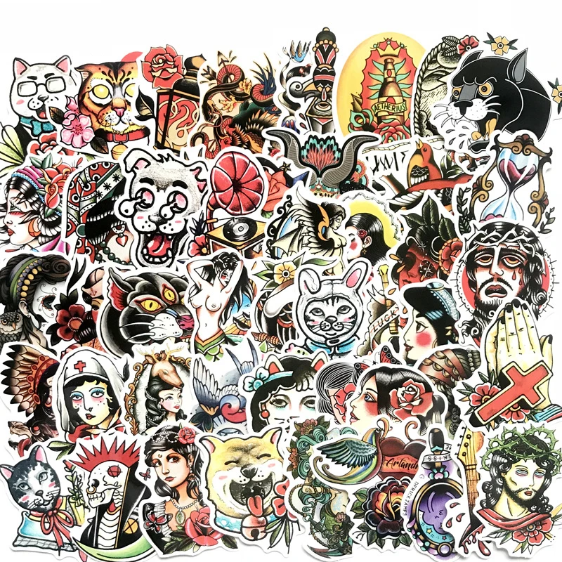 

50 Pcs Non-repeating Retro Sexy Funny Stickers Toy Color Old-fashioned Graffiti Car Stickers Waterproof Decorative Mobile Phone