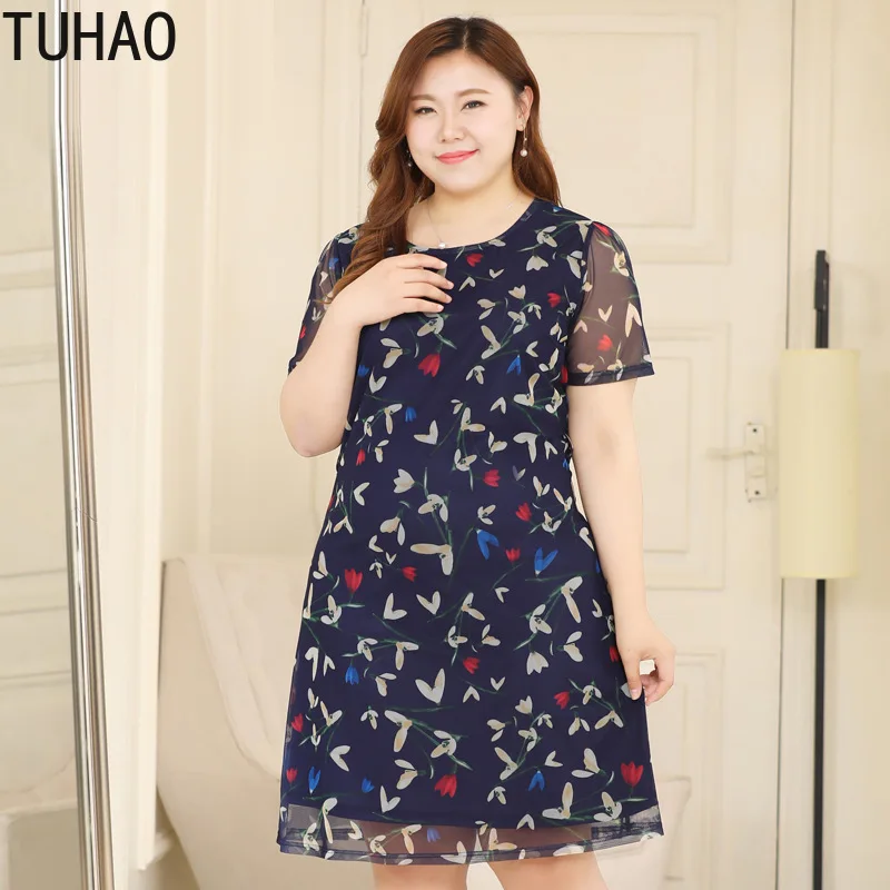 TUHAO платья для мам среднего возраста размера плюс 10xl 8XL 6XL цветочные больших