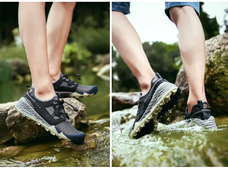 Срабатывает Лето треккинг водонепроницаемая обувь для Мужская скальная обувь уличные дышащие кеды человек обувь для туризма и спорта для