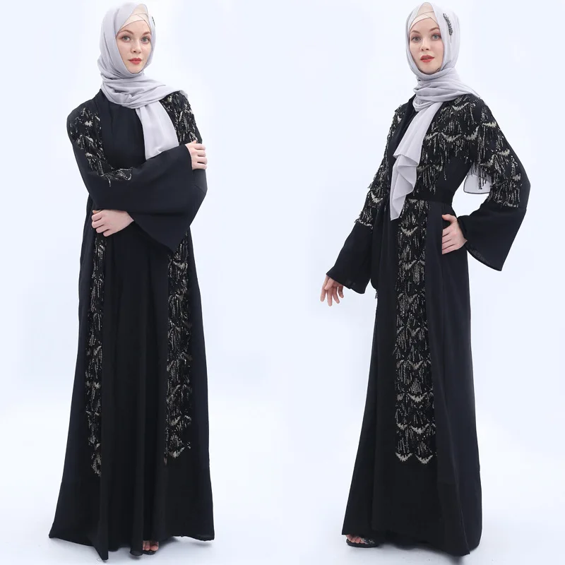 

Sequin Tassel Kaftan Abaya femme Robe Cardigan Muslim Hijab Dress Abayas Women Qatar Jilbab Caftan Turkish Islamic Clothing