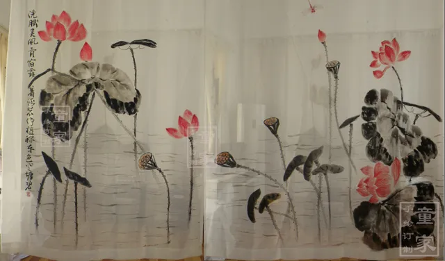 chinese zen lotus curtains door curtain/ roller blind/ folding ... chinese zen lotus curtains door curtain/ roller blind/ folding ...