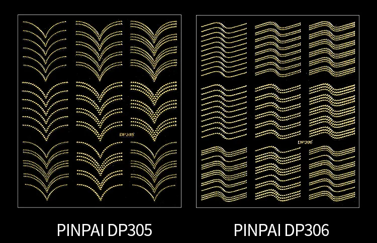 PinPai золотые металлические 3D наклейки для ногтей s полоски волнистая линия DIY наклейки для дизайна ногтей маникюр клейкая наклейка водная горка наклейки на Кончики ногтей