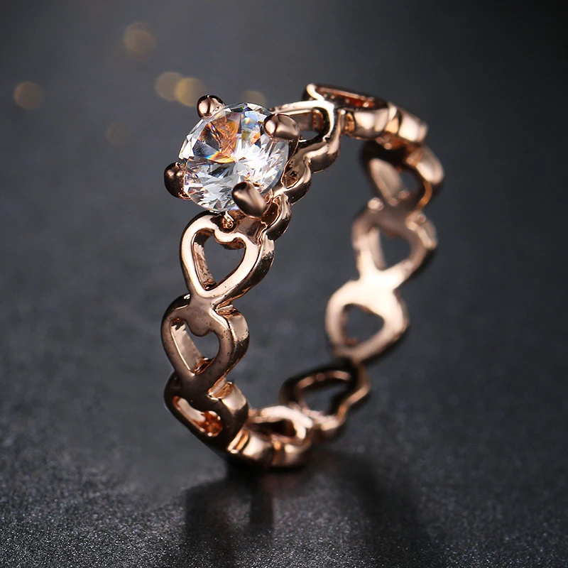 Emmaya любовь ажурное сердце Штабелируемый палец кольцо для женщин обручальное& Свадебные ювелирные изделия