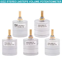 Потенциометр громкости eizz Стерео 10K 25K 50K 100K 250K 24 шага лог Ступенчатый аттенюатор поворотный переключатель для HiFi аудио DIY проект