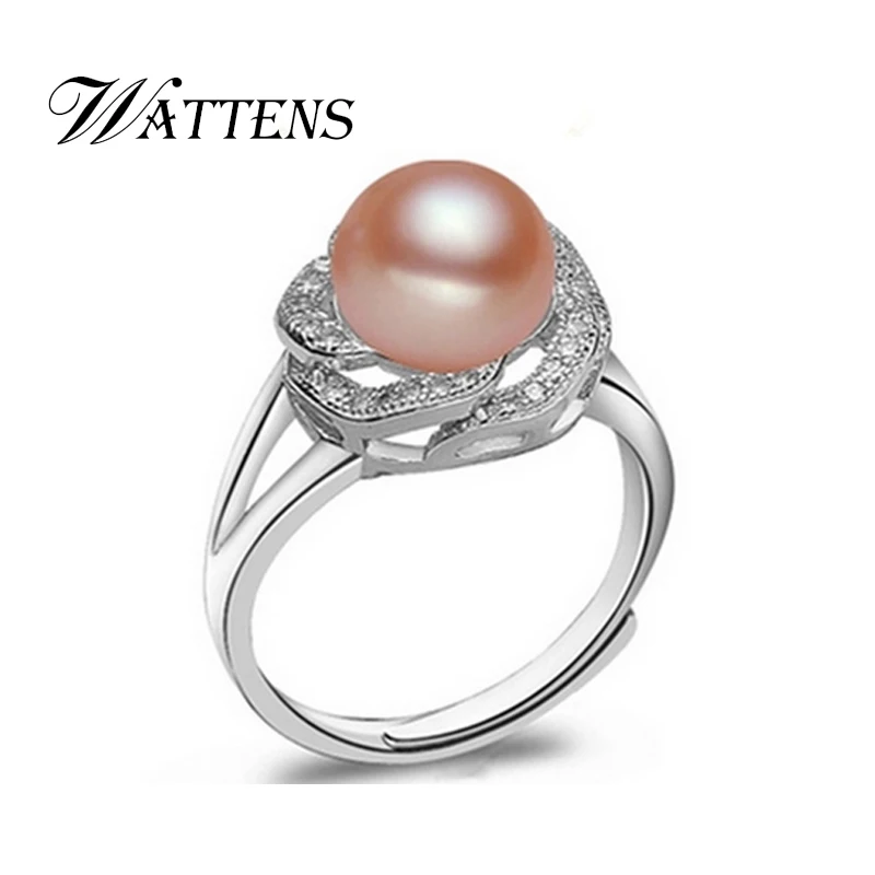 

WATTENS Pearl Jewelry,100% Natural Freshwater Pearl ring,rings for women gift Free Shipping for Love