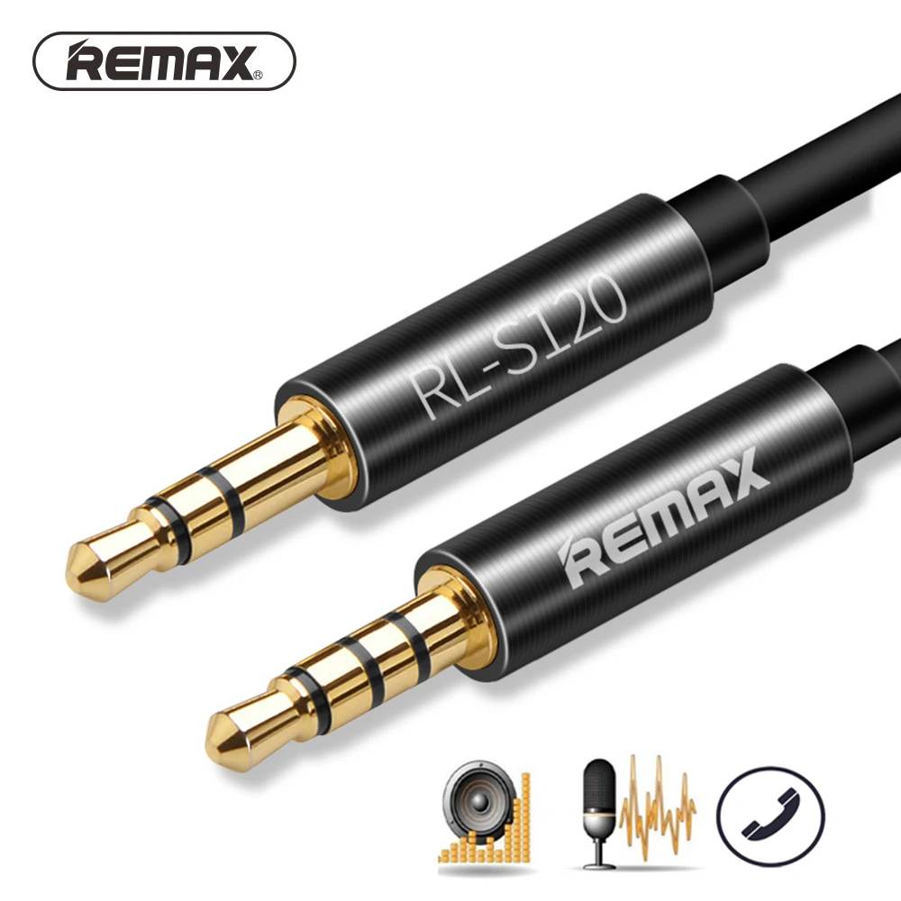 

Remax audio with MIC control talk Gold Plated 3.5mm Jack Aux Cable for Car music phone aux Cable speaker for Car Headphone