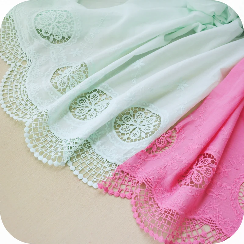 Bilateral symmetrical embroidery cotton cloth blue magenta handmade diy