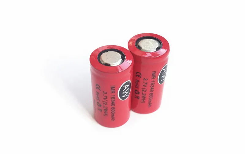 Высококачественные 16340 IMR li ion 600mah 3 7 V 2.2WH перезаряжаемые батареи (бесплатное