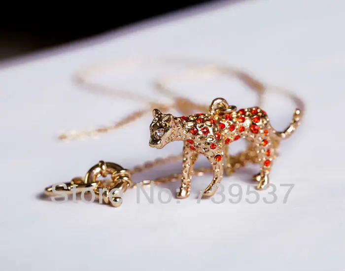 

xl00143 Long Style Polish Gold Color Cheetah Necklace Winter Sweater Accessory