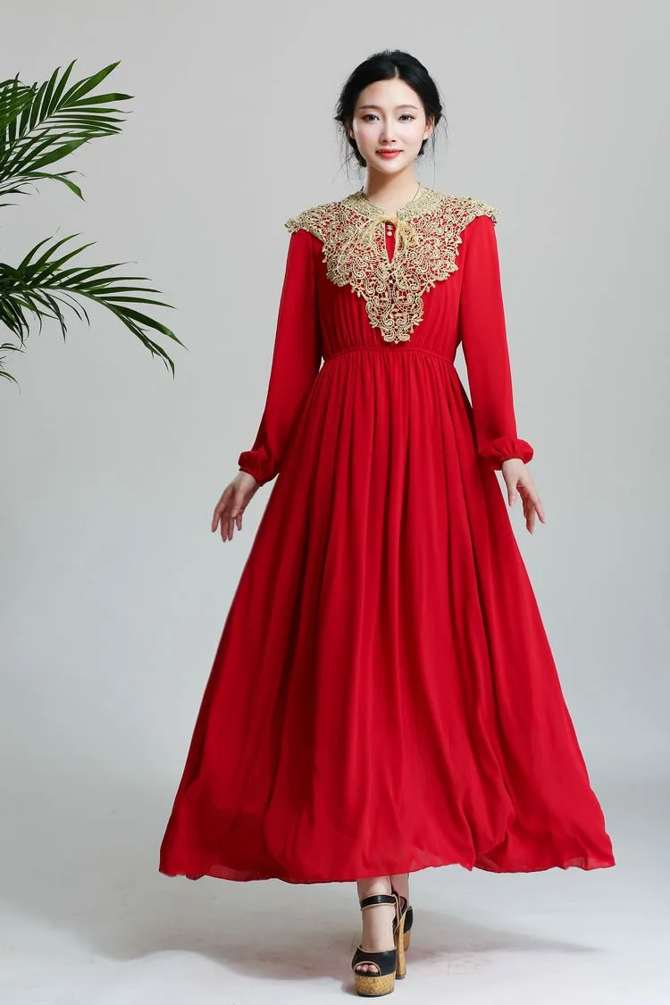 Red Chiffon Maxi Dress