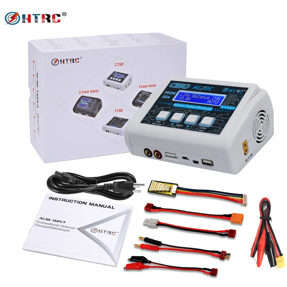 

Hot Sale HTRC C150 Lipo Charger Battery Rc AC/DC 150W 10A RC Balance Discharger for LiPo LiHV LiFe Lilon NiCd NiMh Pb Battery