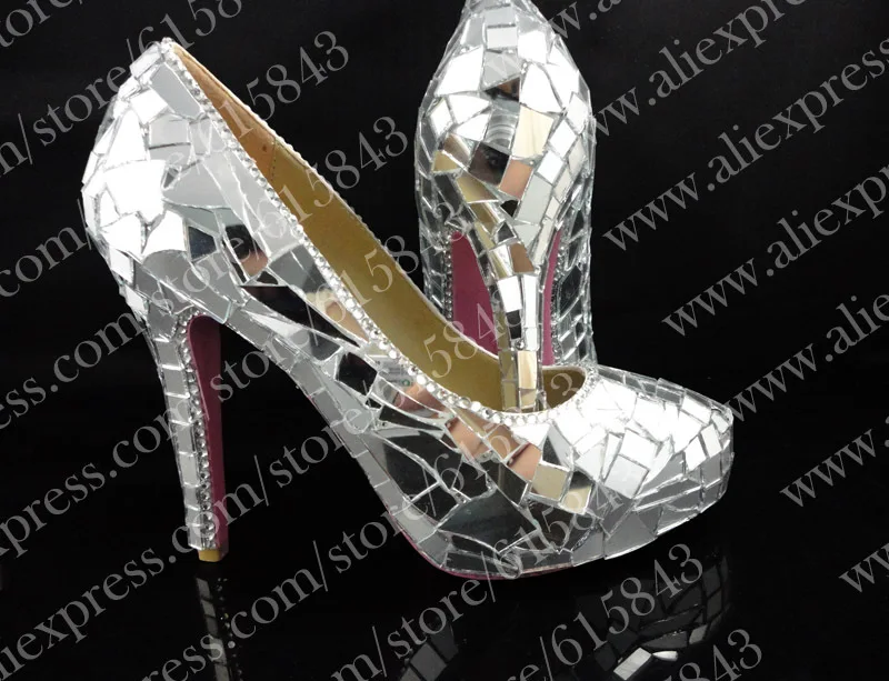 sexy ladies daring mirror high heels mirror pumps 10cm low high heel