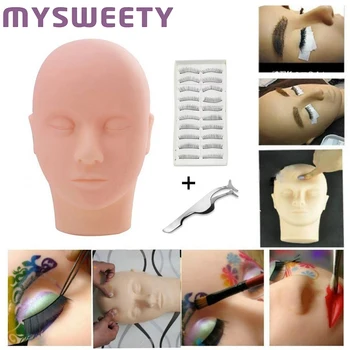 

Mannequin Flat Head Silicone Practice With False Eyelash Extensions Makeup Model Massage Training