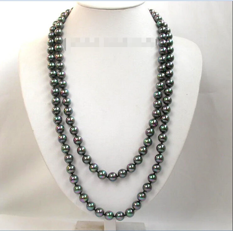 

Free shipping@@@@@ Q423R IU03 A AAA round black multi-color seashell pearls necklace 50 a 6.08