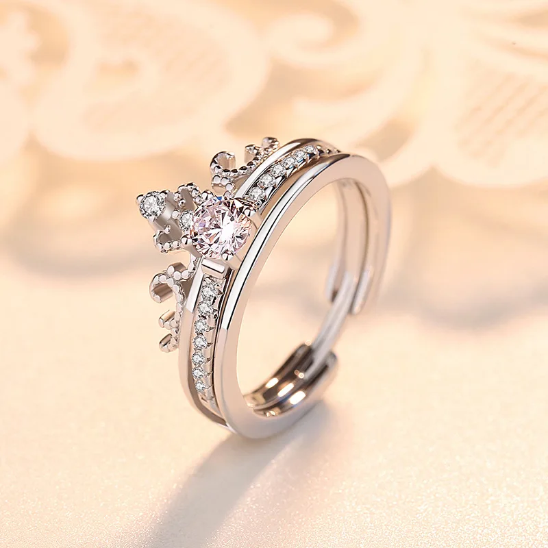 BOSCEN 925 пробы Серебряное кольцо для женщин и девушек Подарок Корона съемный два в одном три способы ношения креативный