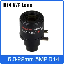 5Megapixel Varifocal CCTV Lens 6-22mm D14 Mount 1/2.5 inch Manual Focus and Zoom For 1080P/4MP/5MP IP/AHD Camera Free Shipping