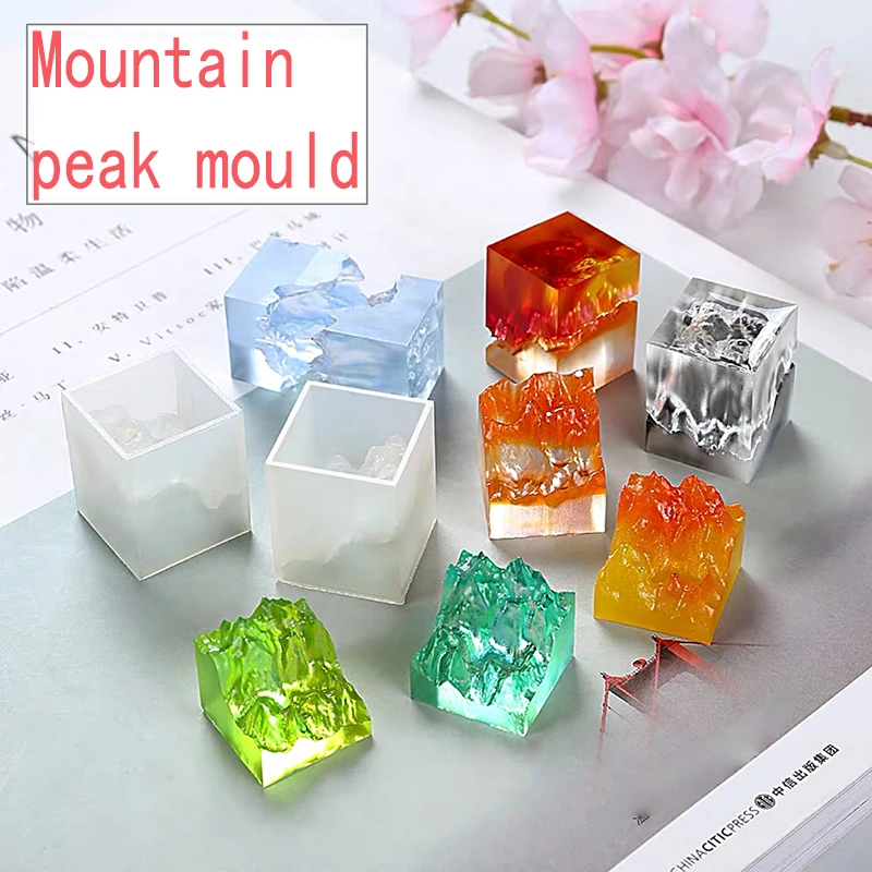 

Mini 3d Mountain Peak Silicone Mold Contented Clay Epoxy resin Aromatherapy Gypsum Rock Shape Scenario Model Props Mold