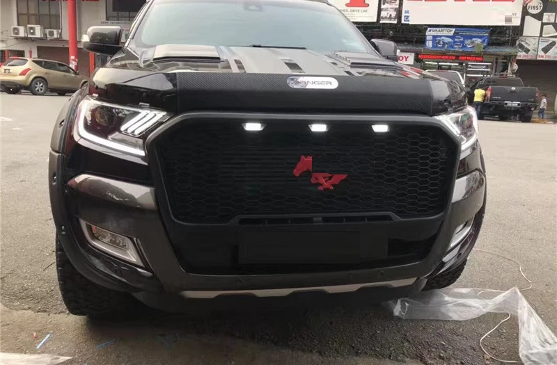 

RACING GRILLE GRILLS ABS MATTE BLACK MASK BUMPER COVER FIT FOR FORD RANGER T7 XTL 2016-2018 GRILL EXTERIOR