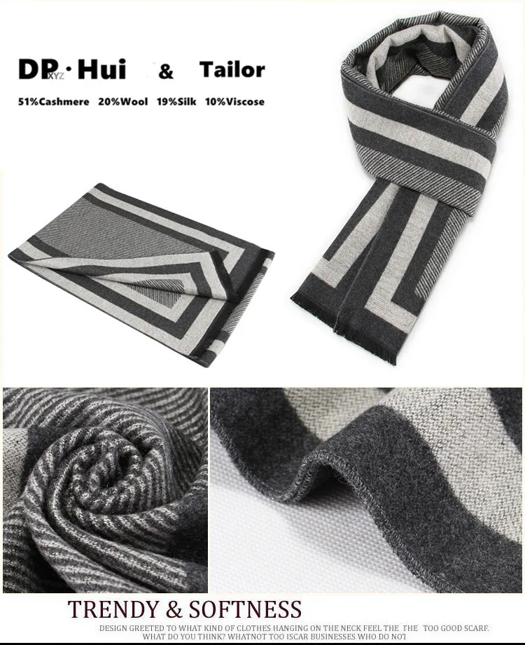 mens striped scarf Winter Scarf Men New Brand Pashmina Wraps Grey Patchwork Cashmere Long Scarves Man Fashion Designer Accessories High Quality wool scarf mens