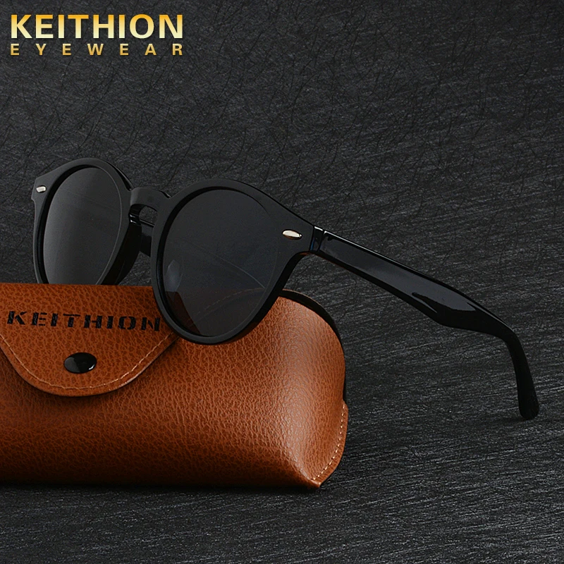 KEITHION Brand Design Sunglasses women Mens Polarized Vintage Round  Fashion Driving Outdoor Eyewear