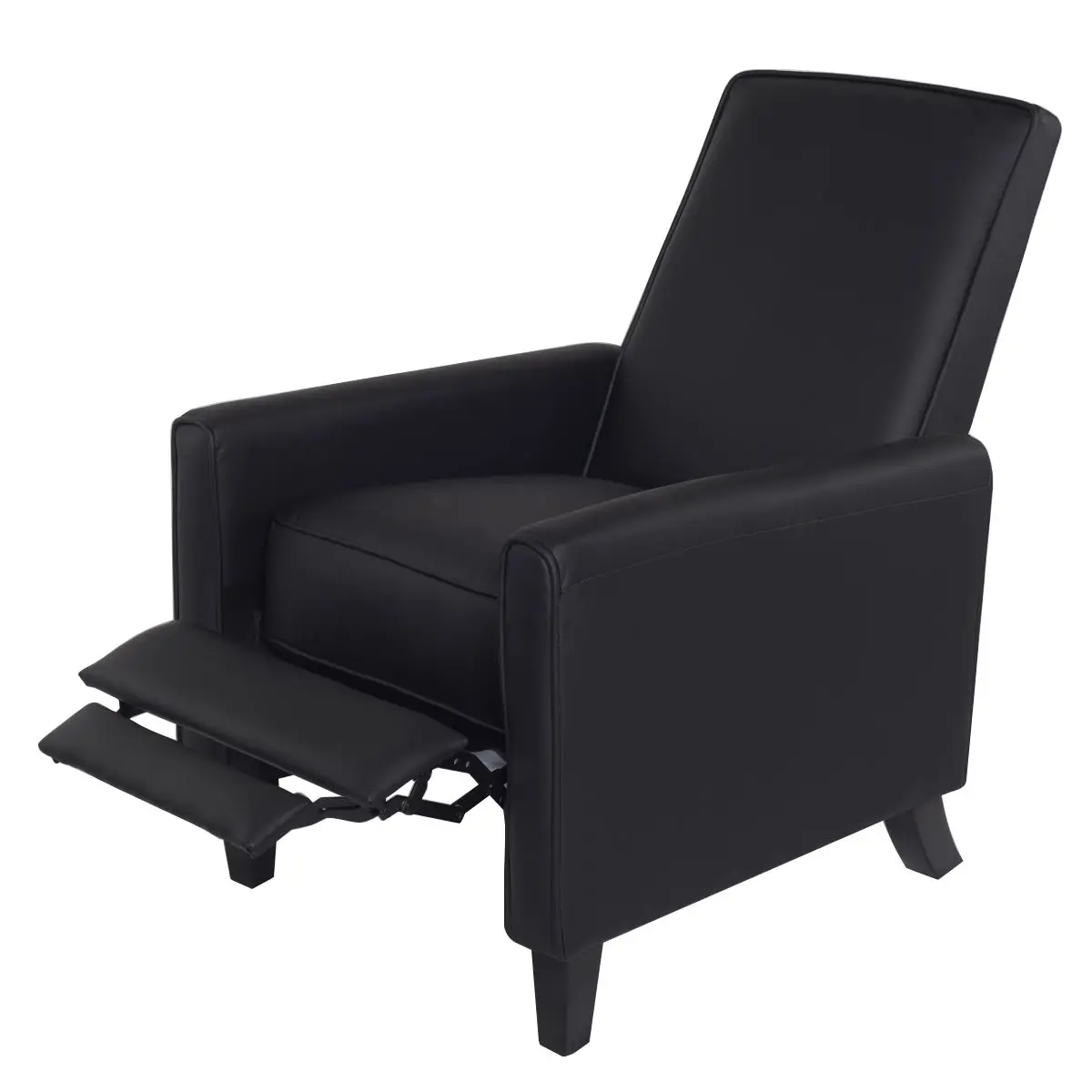 Giantex Single Recliner Sofa PU Leather Club Chair Living Room Furniture Black Modern Single Sofa Chairs HW54916