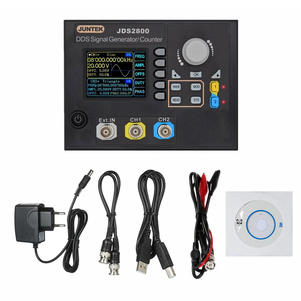 JUNTEK JDS2800 15M 15 МГц генератор сигналов с цифровым управлением двухканальный DDS