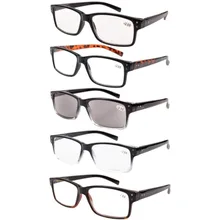 R032 окуляр 5-pack пружинные петли винтажные очки для чтения мужские включает в себя солнечные считыватели+ 0,00-+ 4,00
