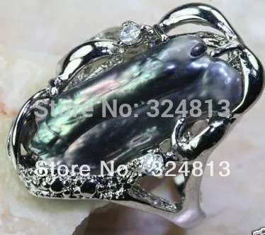 

free shipping stunning baroque black pearl ring #2366 Jewelry Selling