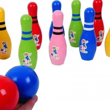 Дети Деревянный Боулинг мяч игрушки с Английский Инструкция/Детские Классические игрушки включать 10 боулинг и 2 мяча