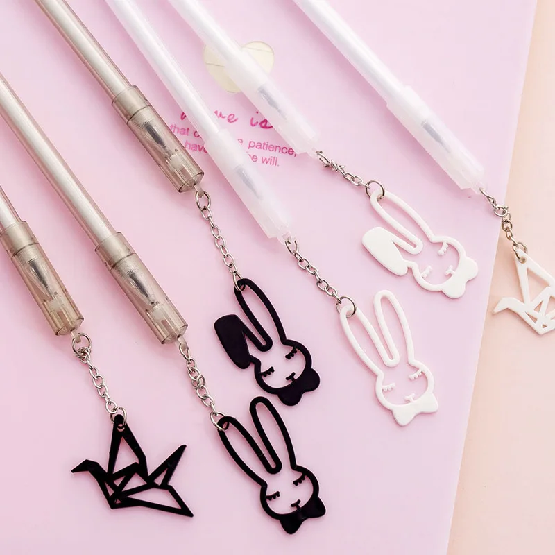 Креативный кролик кулон черные чернила гелевая ручка Kawaii нейтральная милые