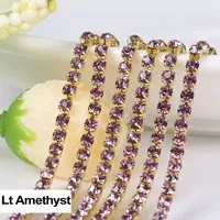 3yards/piece 17colors glass crystal Rhinestones chain, Gold bottom sew on Cup Chains For diy Sewing Clothes Accessories