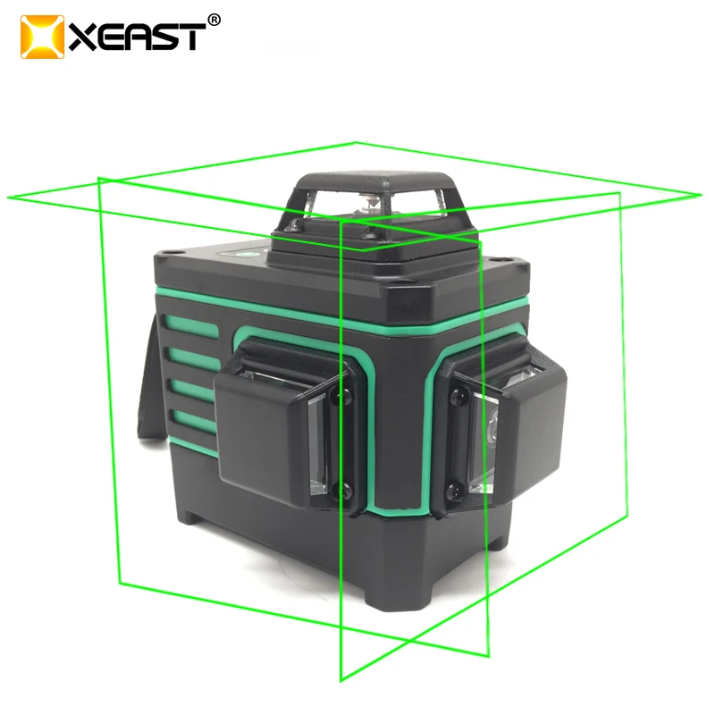 XEAST XE-360G 12 linii zielony 3D poziomy laserowe samopoziomujący 360 poziome i pionowe krzyż Super mocny zielony Laser wiązka laserowa XEAST XE-360G 12 linii zielony 3D poziomy laserowe samopoziomujący 360 poziome i pionowe krzyż Super mocny zielony Laser wiązka laserowa