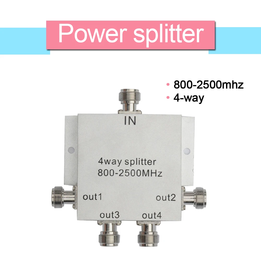 

800mhz-2500mhz 4 way Power Splitter Divider Of Cellular Signal Amplifier Compatible For CDMA850 GSM900 DCS1800 PCS1900 WCDMA2100