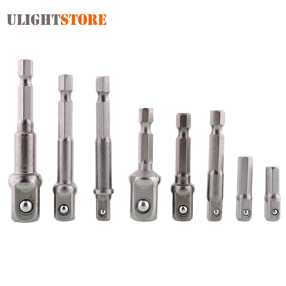 

8pcs! Socket Adapter Drill Bit Set Hex Shank to 1/4 3/8 1/2 inch Impact Driver Drill Bits Bar for Electric Screwdriver Tool