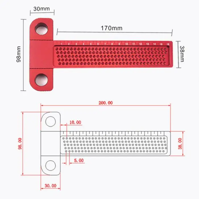 Инструмент для маркирования древесины t-образная линейка 160 мм отверстие позиционирования писец Калибр скрещенные ноги метрическая система мер ALI88