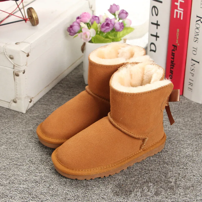 

2018 Brand Kids Girls Boys Waterproof Snow Boots Winter Girls Snow Boots Winter Warm Shoes Genuine Leather Ankle Boots Children