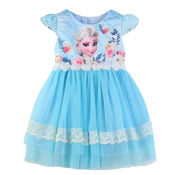 

Baby Girl Cartoon Alsa Floral Print Kids Dresses for Girls Boutique Kids Clothing Cosplay Party Clothes Children Daily Outfits