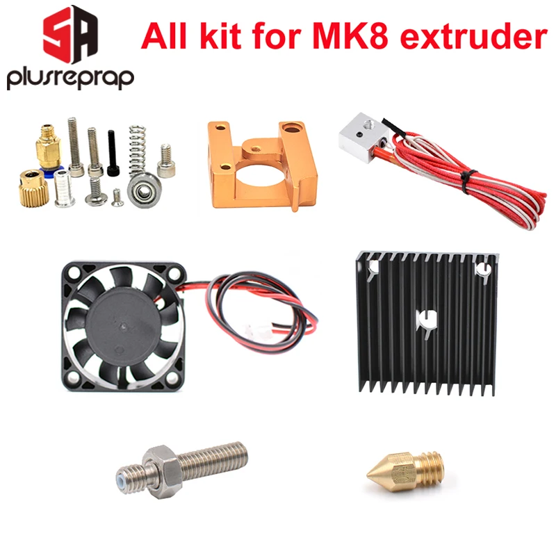 MK8 j глава комплект экструдера Набор hotend насадка 0.4 мм вкладка диаметром 1.75